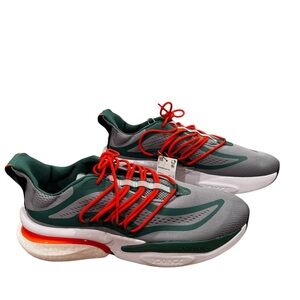 University of Miami Adidas Men's Green and Orange Running Shoes Size 13 NEW